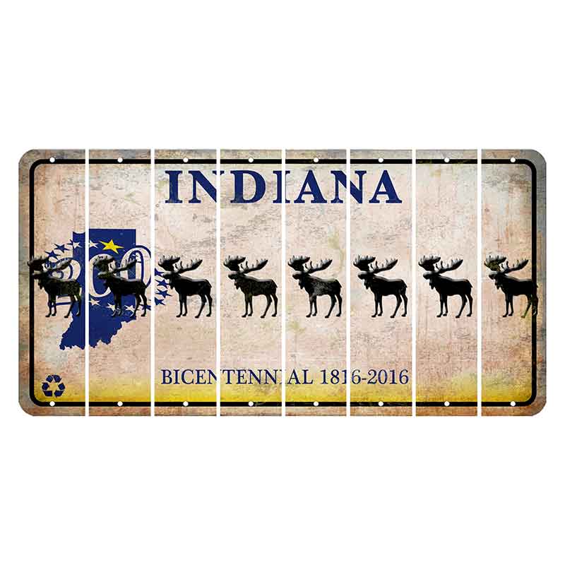 Indiana Bicentennial Cut License Plate Strips (Set of 8) Moose