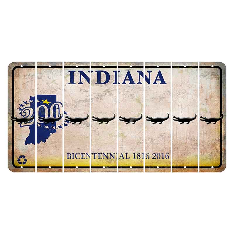Indiana Bicentennial Cut License Plate Strips (Set of 8) Alligator