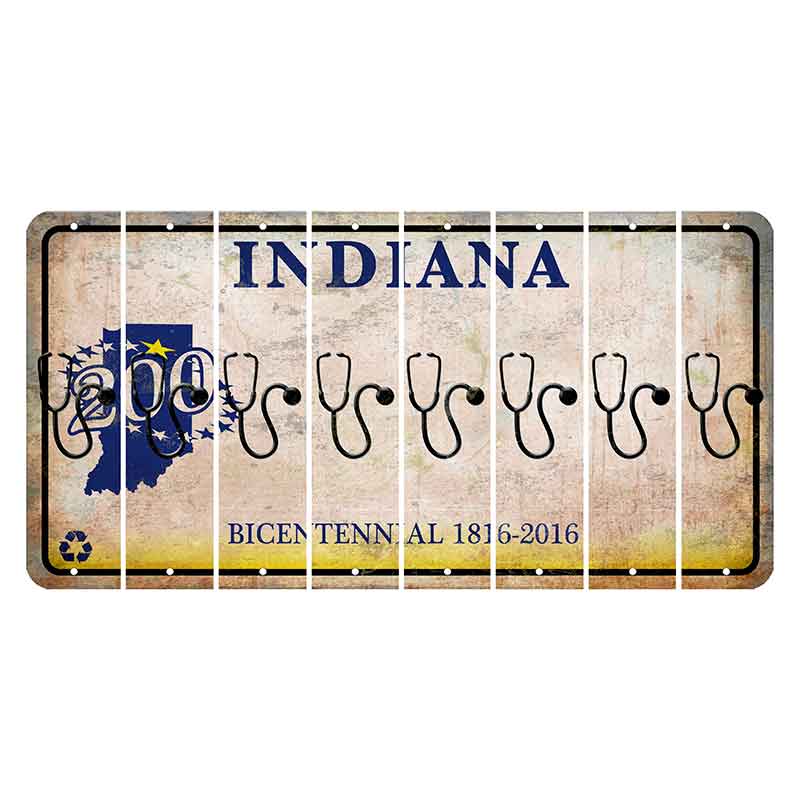 Indiana Bicentennial Cut License Plate Strips (Set of 8) Stethoscope