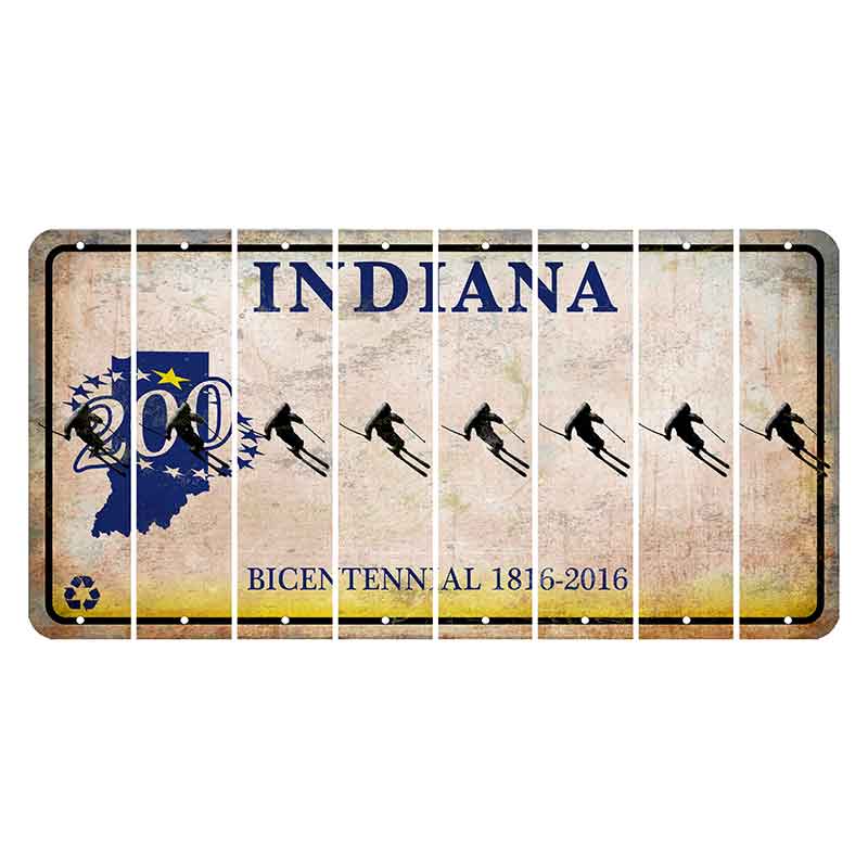 Indiana Bicentennial Cut License Plate Strips (Set of 8) Skier