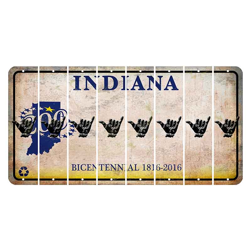 Indiana Bicentennial Cut License Plate Strips (Set of 8) Hang Loose