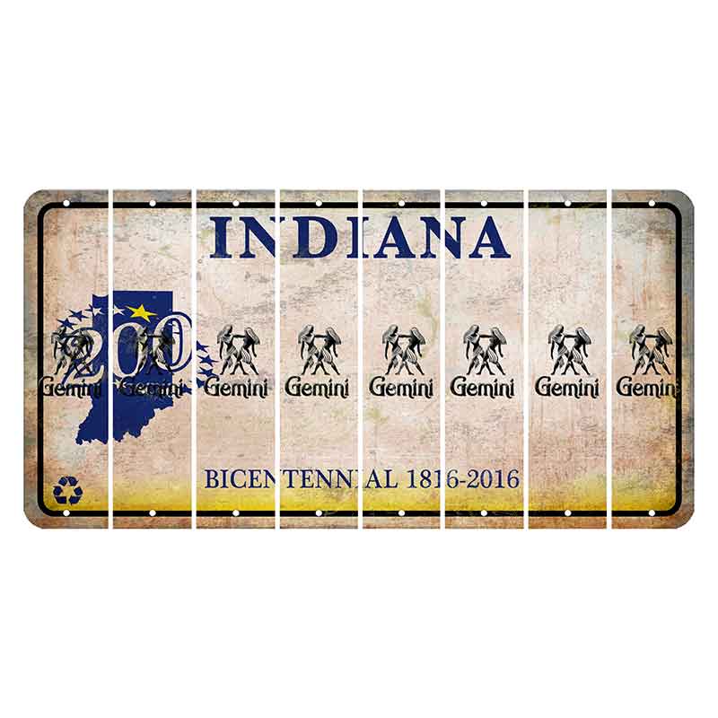 Indiana Bicentennial Cut License Plate Strips (Set of 8) Zodiac Sign - Gemini