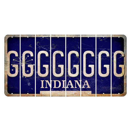 Indiana Blue Cut License Plate Strips (Set of 8) G