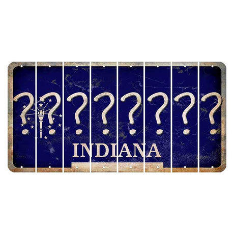 Indiana Blue Cut License Plate Strips (Set of 8) Question Mark