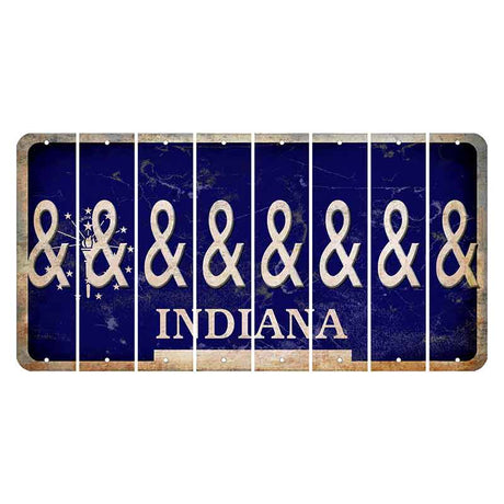 Indiana Blue Cut License Plate Strips (Set of 8) And Sign