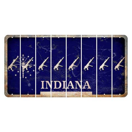 Indiana Blue Cut License Plate Strips (Set of 8) Submachine Gun