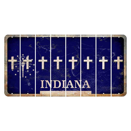 Indiana Blue Cut License Plate Strips (Set of 8) Cross