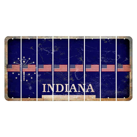 Indiana Blue Cut License Plate Strips (Set of 8) American Flag