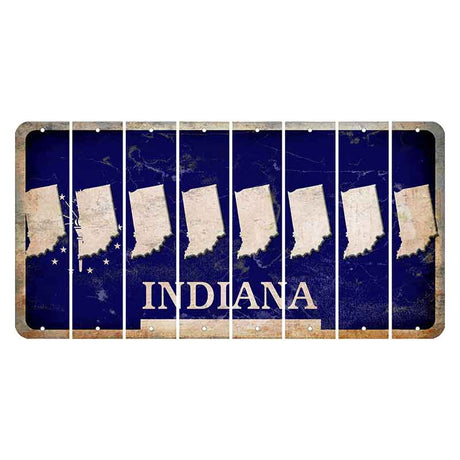 Indiana Blue Cut License Plate Strips (Set of 8) State Silhouette