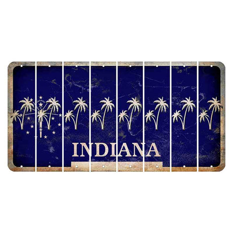 Indiana Blue Cut License Plate Strips (Set of 8) Palm Trees