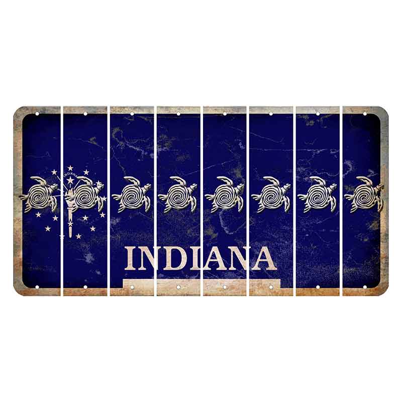 Indiana Blue Cut License Plate Strips (Set of 8) Sea Turtle