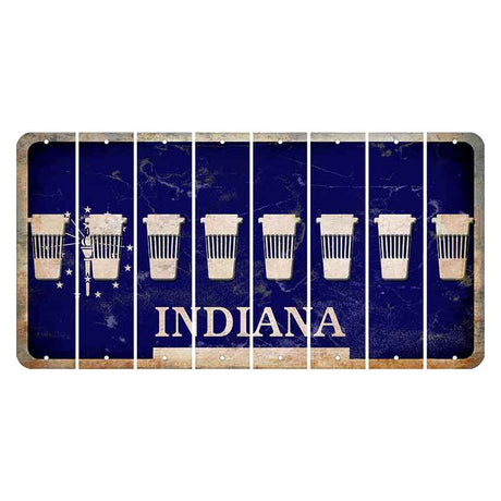 Indiana Blue Cut License Plate Strips (Set of 8) Latte
