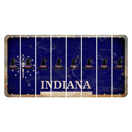 Indiana Blue Cut License Plate Strips (Set of 8) Witches Hat