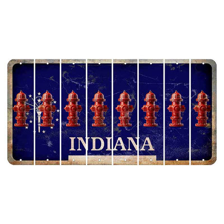 Indiana Blue Cut License Plate Strips (Set of 8) Fire Hydrant