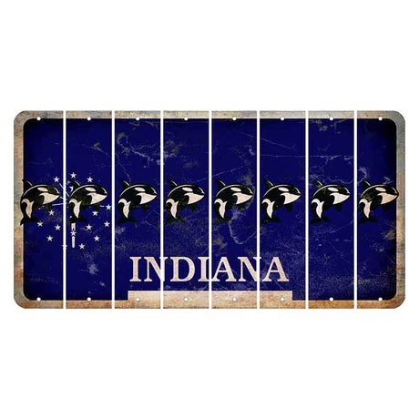 Indiana Blue Cut License Plate Strips (Set of 8) Whale