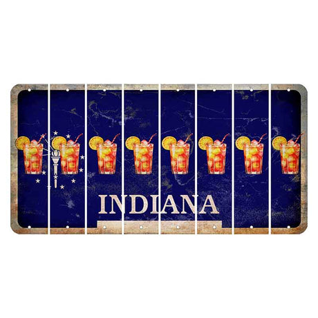 Indiana Blue Cut License Plate Strips (Set of 8) Cocktail