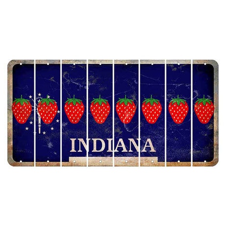 Indiana Blue Cut License Plate Strips (Set of 8) Strawberry
