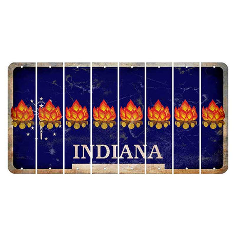 Indiana Blue Cut License Plate Strips (Set of 8) Campfire