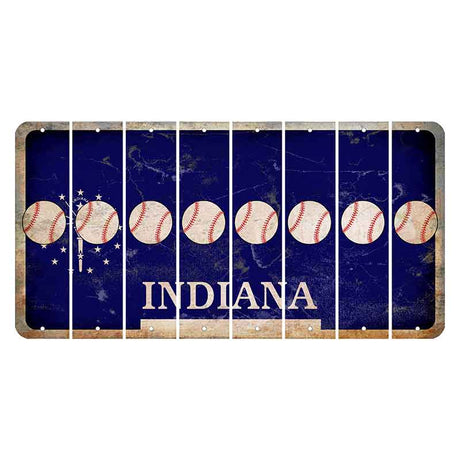 Indiana Blue Cut License Plate Strips (Set of 8) Baseball