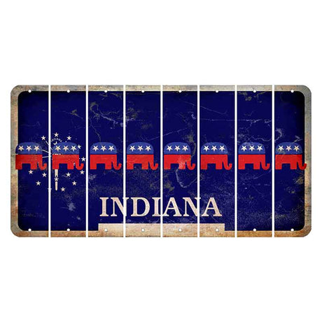 Indiana Blue Cut License Plate Strips (Set of 8) Republican