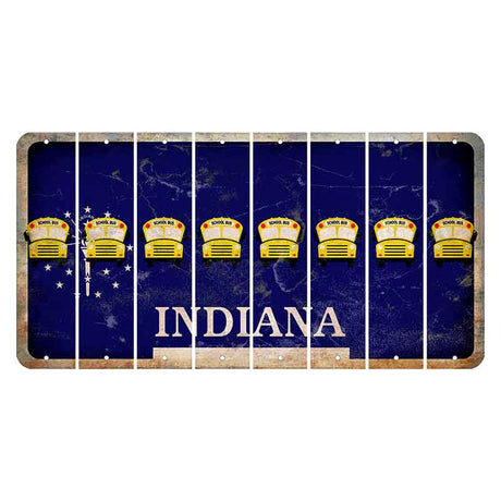 Indiana Blue Cut License Plate Strips (Set of 8) School Bus