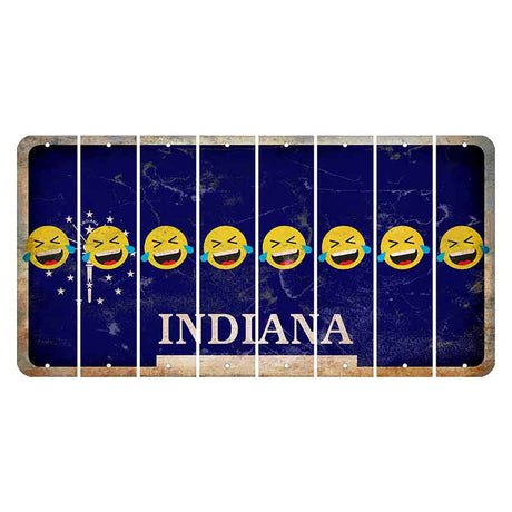 Indiana Blue Cut License Plate Strips (Set of 8) Emoji - Laughing