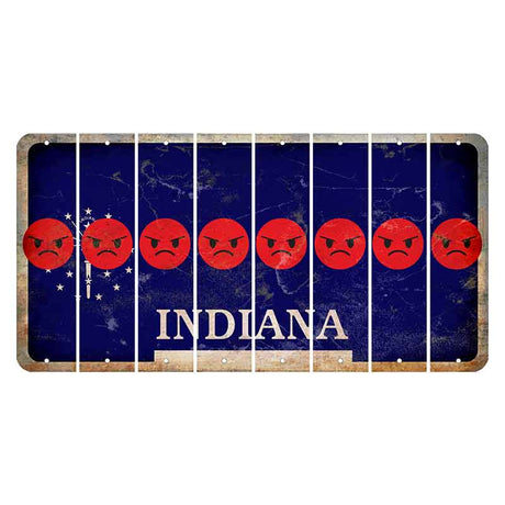 Indiana Blue Cut License Plate Strips (Set of 8) Emoji - Angry