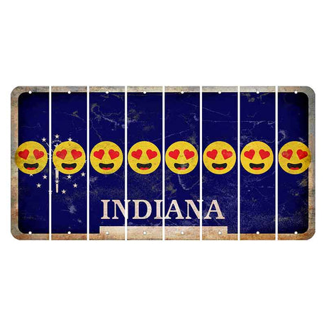 Indiana Blue Cut License Plate Strips (Set of 8) Emoji - Heart Eyes