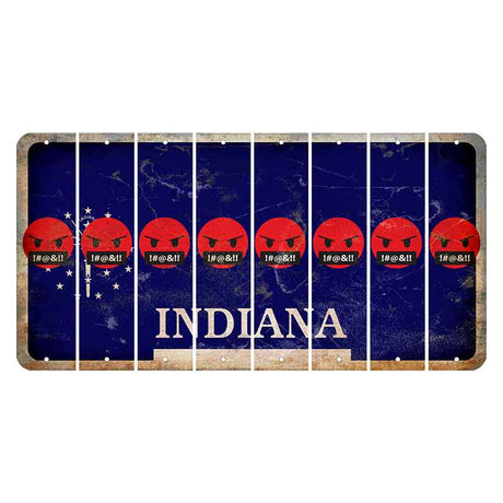 Indiana Blue Cut License Plate Strips (Set of 8) Emoji - Pissed