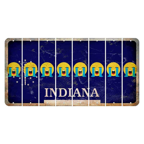 Indiana Blue Cut License Plate Strips (Set of 8) Emoji - Crying
