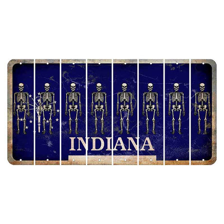 Indiana Blue Cut License Plate Strips (Set of 8) Skeleton