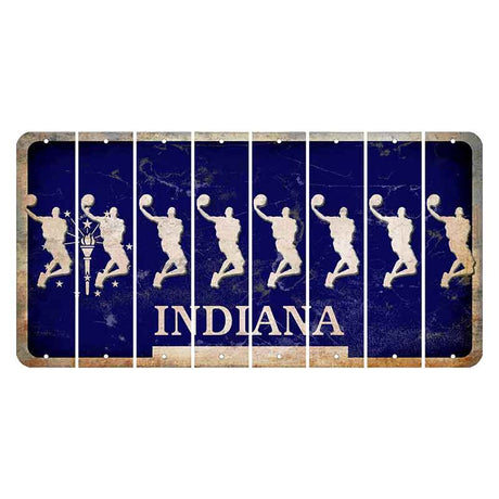 Indiana Blue Cut License Plate Strips (Set of 8) Basketball Player