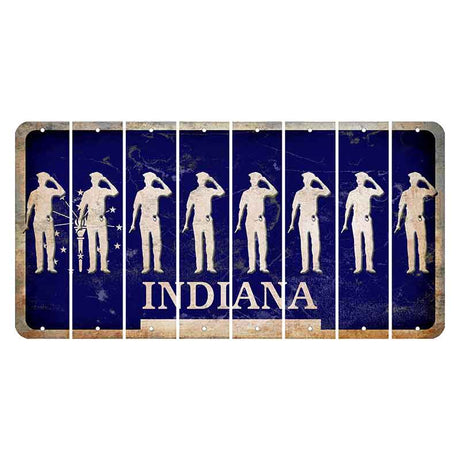 Indiana Blue Cut License Plate Strips (Set of 8) Police Officer