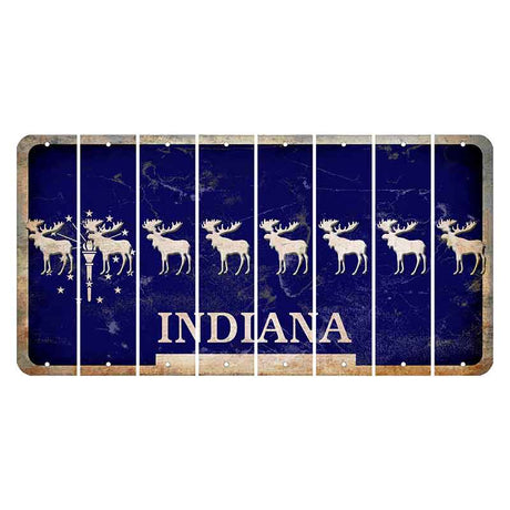 Indiana Blue Cut License Plate Strips (Set of 8) Moose