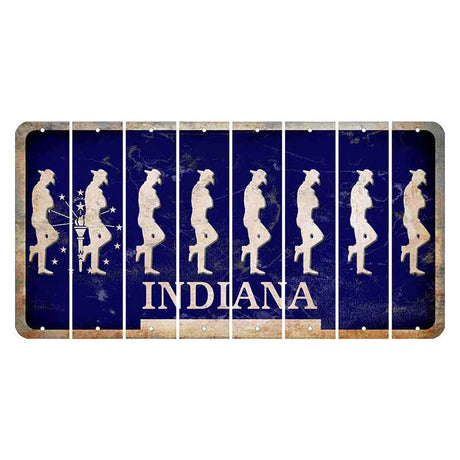 Indiana Blue Cut License Plate Strips (Set of 8) Cowboy - Leaning