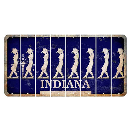 Indiana Blue Cut License Plate Strips (Set of 8) Cowgirl - Leaning