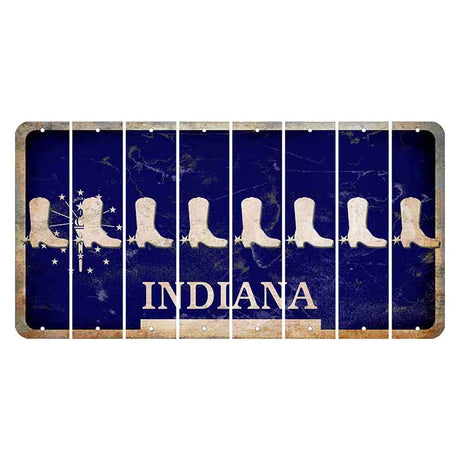 Indiana Blue Cut License Plate Strips (Set of 8) Cowboy Boot