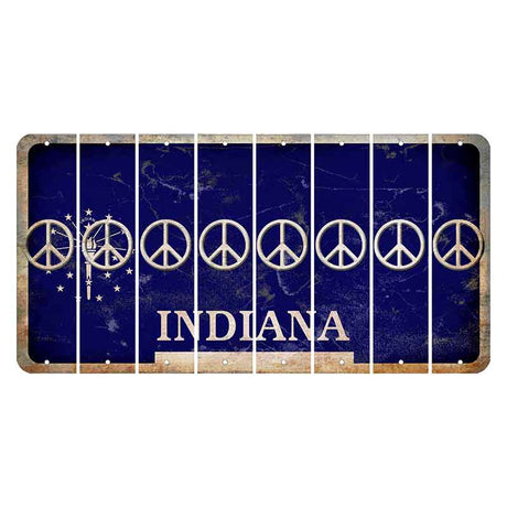Indiana Blue Cut License Plate Strips (Set of 8) Peace Sign