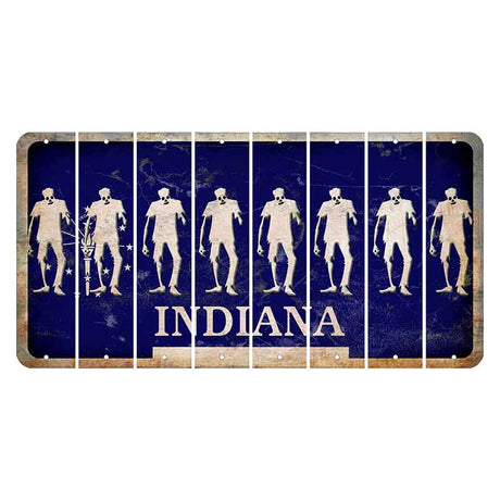 Indiana Blue Cut License Plate Strips (Set of 8) Zombie