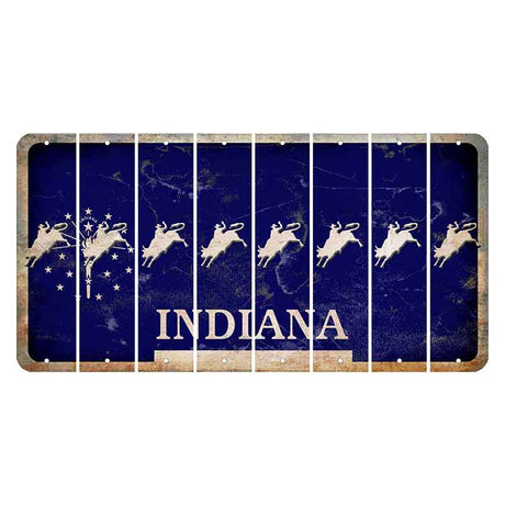 Indiana Blue Cut License Plate Strips (Set of 8) Bull Rider