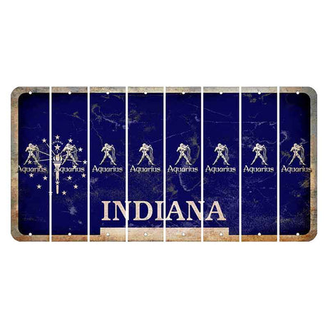 Indiana Blue Cut License Plate Strips (Set of 8) Zodiac Sign - Aquarius