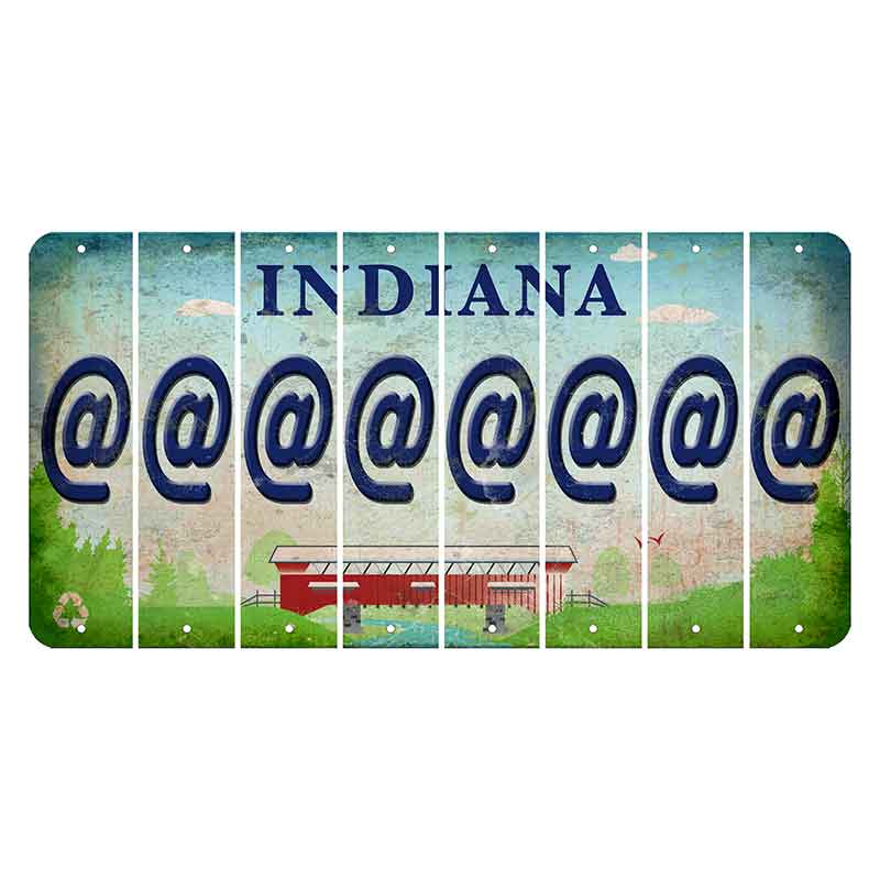 Indiana Recycle Cut License Plate Strips (Set of 8) At Sign