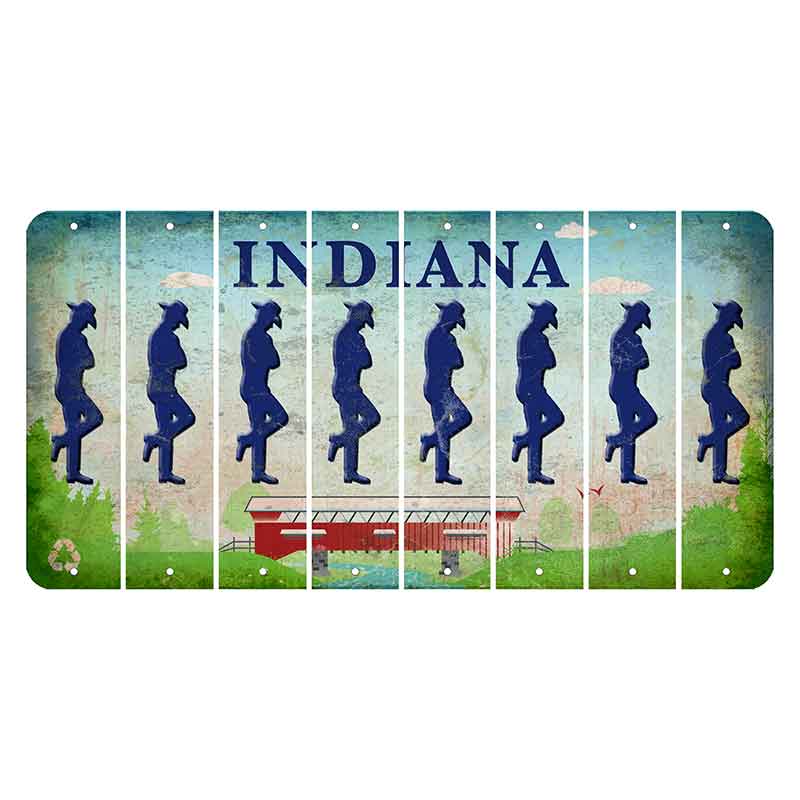Indiana Recycle Cut License Plate Strips (Set of 8) Cowboy - Leaning