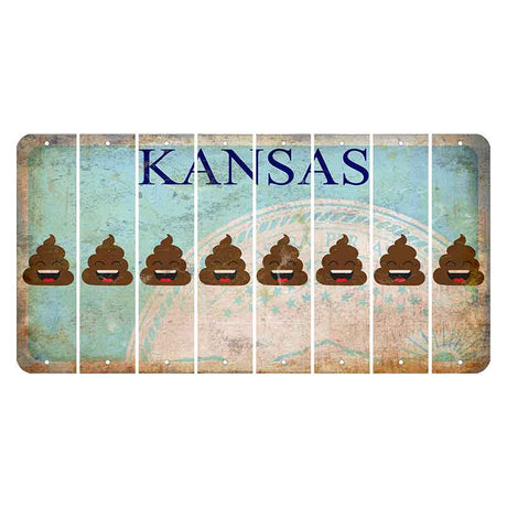 Kansas State Seal Cut License Plate Strips (Set of 8) Emoji - Poop