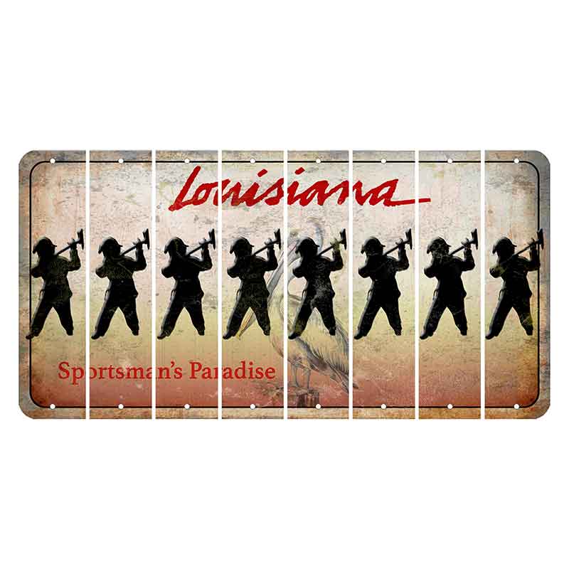 Louisiana Pelican Cut License Plate Strips (Set of 8) Fireman with Axe