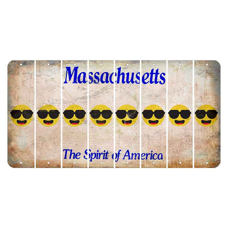 Massachusetts Spirit of America Cut License Plate Strips (Set of 8) Emoji - Shades