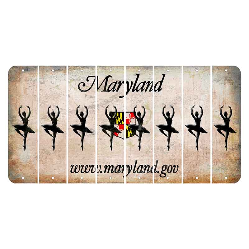 Maryland Shield Cut License Plate Strips (Set of 8) Ballerina Dancer