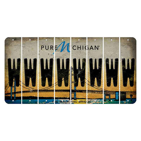 Michigan Mackinac Bridge Cut License Plate Strips (Set of 8) W