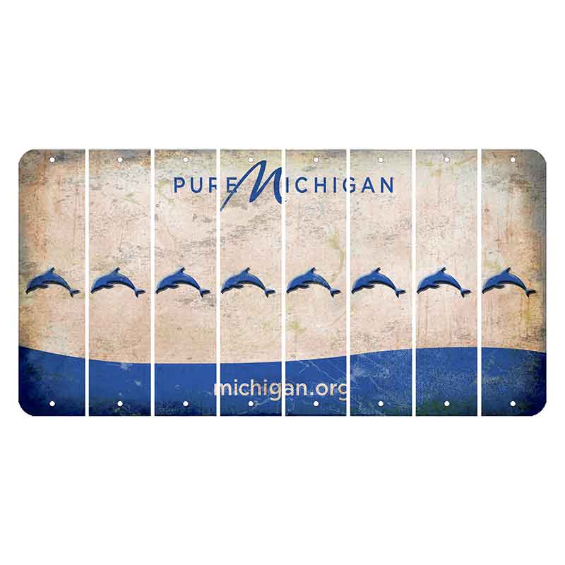 Michigan.org Cut License Plate Strips (Set of 8) Dolphin