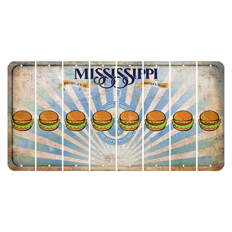 Mississippi Creative Culture Cut License Plate Strips (Set of 8) Hamburger